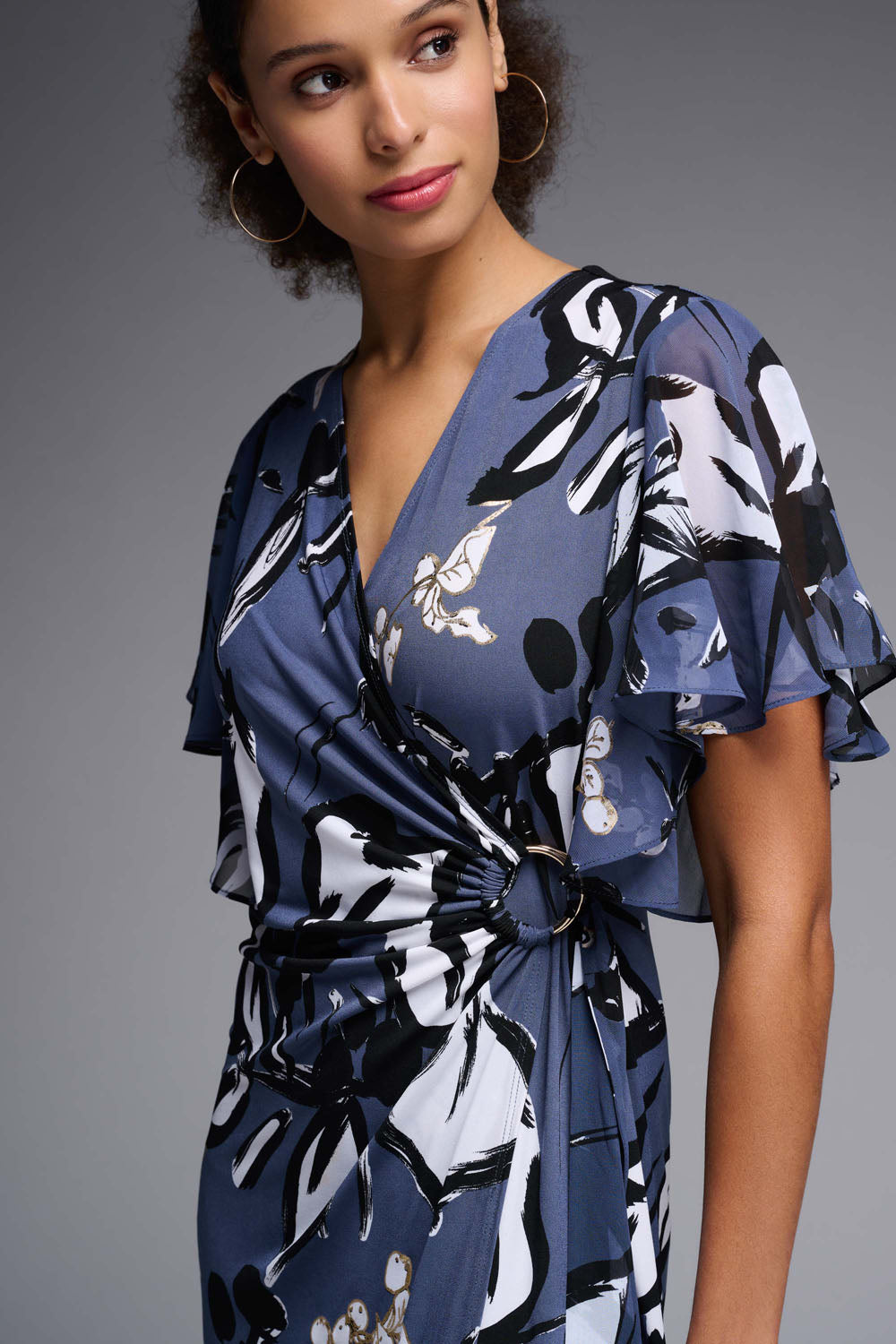 Joseph Ribkoff Blue-Multi Wrap Dress Style 231768