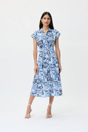 Joseph Ribkoff Blue/Vanilla Button-Down Dress Style 232036