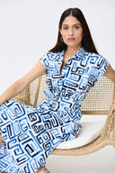 Joseph Ribkoff Blue/Vanilla Button-Down Dress Style 232036