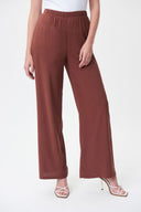 Joseph Ribkoff Espresso Wide-Legged Shirred Woven Pants Style 232105