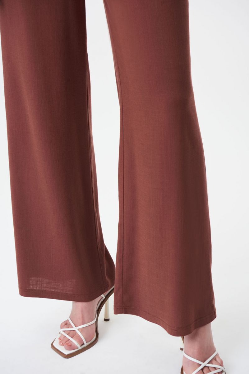 Joseph Ribkoff Espresso Wide-Legged Shirred Woven Pants Style 232105