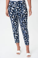 Joseph Ribkoff Blue/Vanilla Dot Print Cropped Pull-On Pants Style 232263