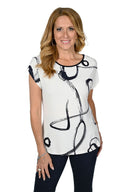 Frank Lyman Off-White/Navy Knit Top Style 236034